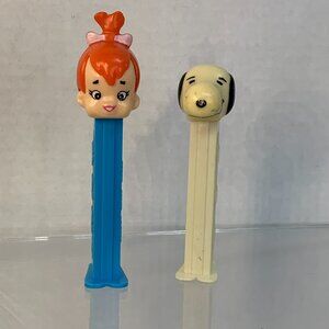 Vintage PEZ Dispensers Pebbles Flintstone and Peanuts Snoopy